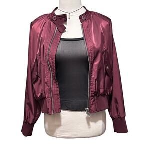 Free People Lightweight Maroon/Burgundy/Red Bomber Jacket Size Extra Small